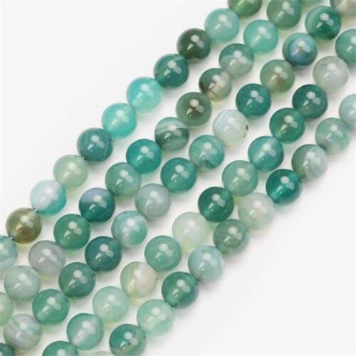 Natural Round Beads Green Stripe Agate Loose Bead 4/6/8/10mm for DIY Jewelry Making Bracelet Accessories