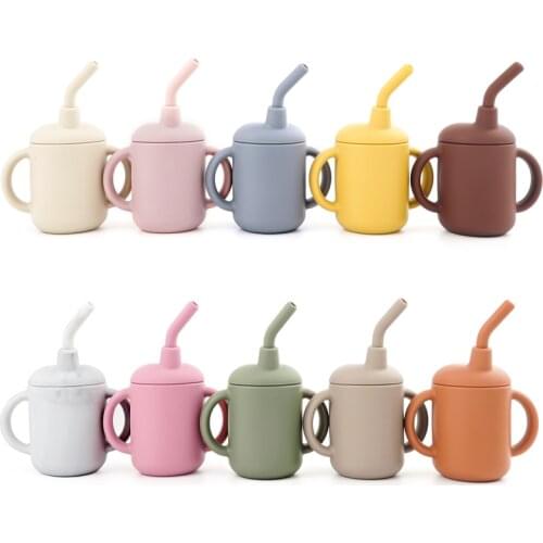 New Design Baby Feeding Cup Straw Water Bottle Sippy Cup Silicone Baby Learning Drinkware Child Leak Proof Cup Kids Supplies