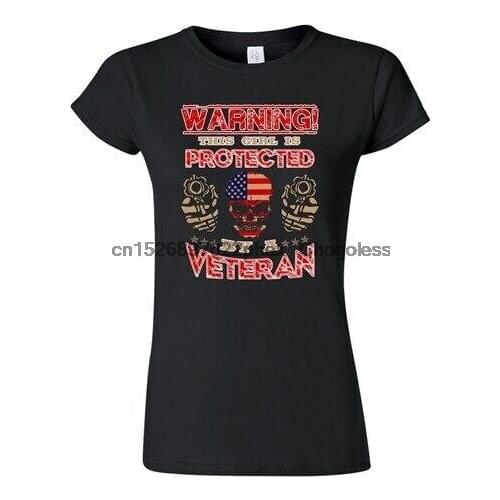 Junior Warning This Girl Is Protected By A Veteran Daughter Funny DT T-Shirt Tee