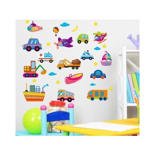 DIY Cartoon Cars Boy Room Home Decoration PVC Wall Stickers Toys Kids Rooms Stickers Wall Decor Decals Poster Nursery Wallpaper