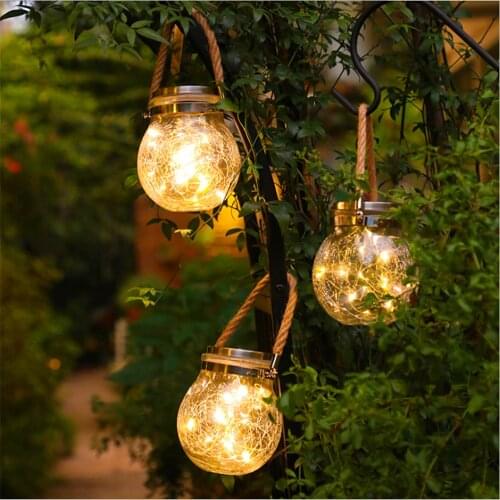 Crack Bottle Light Grass Jar Solar Copper Wire 20LED String Light Outdoor Waterproof Decorate Tree Christmas Party Garden Light