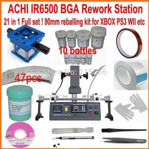 ACHI IR6500 infrared BGA rework station upgrade from IR6000 IR9000 + 90mm professional 47pcs bga stencils solder ball 20 gift