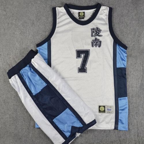 Embroidery Style Anime Cosplay Costume Ryonan School No7 Sendoh Basketball Jersey Tops + Shorts Full Set Suits Uniform