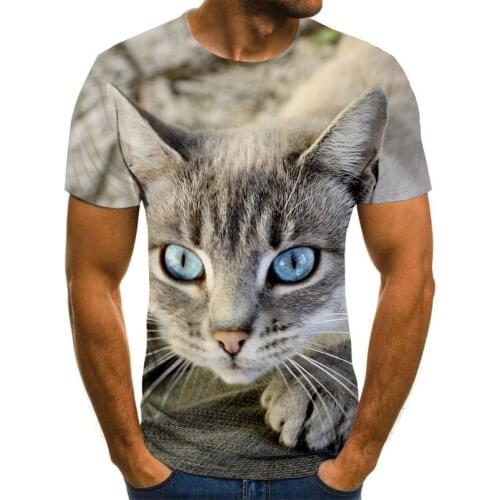 Summer short sleeve tops funny cat printing men Tshirt casual cool cat men t shirt loose t-shirt male animal men tee shirt