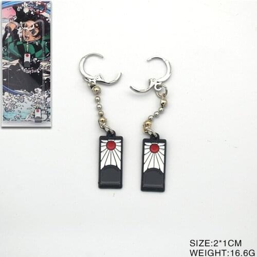 Demon Slayer Kamado Tanjirou Metal Pendant Earrings Dangler Eardrop Pair Cosplay Costume
