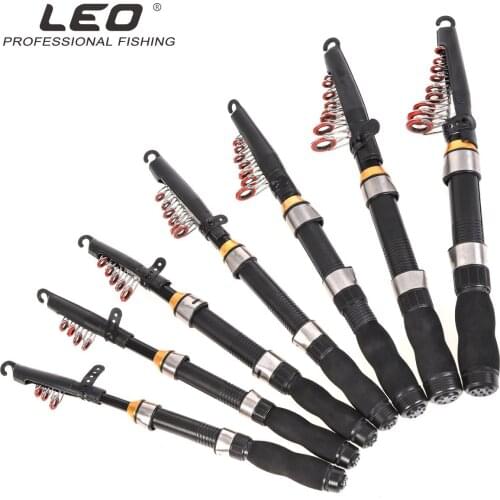 LEO black short sea Rod mini fishing rod stainless steel wheel seat canvas bag road sub-bar ice rod FRP 1m 1.5m 1.9m 2.1m 2.3m