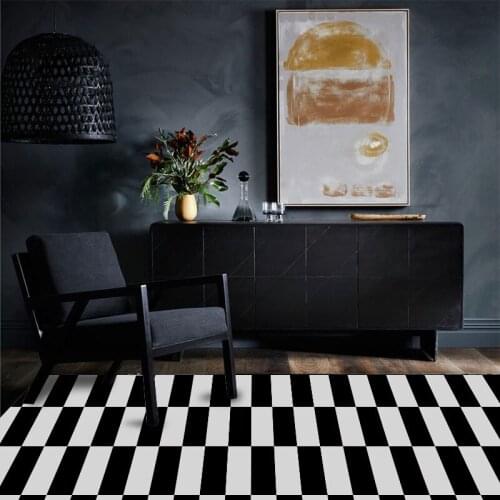 Fashion black and white Crystal velvet printed carpets For living room/Bedroom/study Decor carpet Geometric pattern Floor Mats