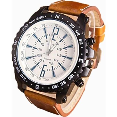 Men Business Casual Faux Leather Band Quartz Wrist Watch Fashion Wristwatch Watch for Men Gift