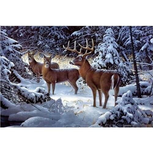 5D Diamond Painting Full Drill Kits Lovely Deer Picture Ornament Rhinestone Picture Decor for Home Wall Decorations -30x20cm