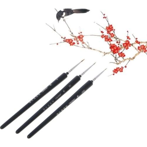 Professional Wolf Hair Detail Paint Brush Set 3 Sizes Miniatures Fine Detailing