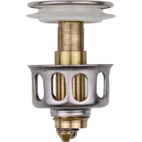 Stainless Steel Push-Type Bounce Core Wash Basin Bounce Drain Filter Sink Drain Stopper Universal Bathtub Bathroom Accessories