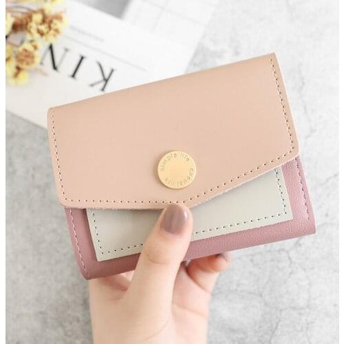 2021 New Women Wallets Short Section Korean Version Small Three Fold Wallet Stylish and Simple Clutch Bag Wallet Wallet