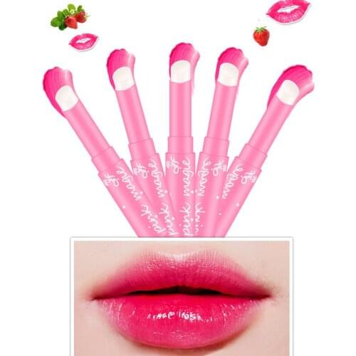 Temperature Change New Sweet Lip Balm Cute Makeup Strawberry Color Lip stick Baby Lip Moisturizer Balm
