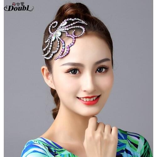 New Dancing Headwear Costume Ballroom Latin Dance Headdress Waltz Tango Foxtrot Headwear Austrian Diamond