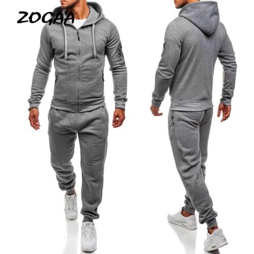 ZOGAA Solid Color Fashion Sports Mens Suit Casual Hooded Loose Cardigan Trendy Youth Hoodies Mens Tracksuit Oversizes Hot Sale