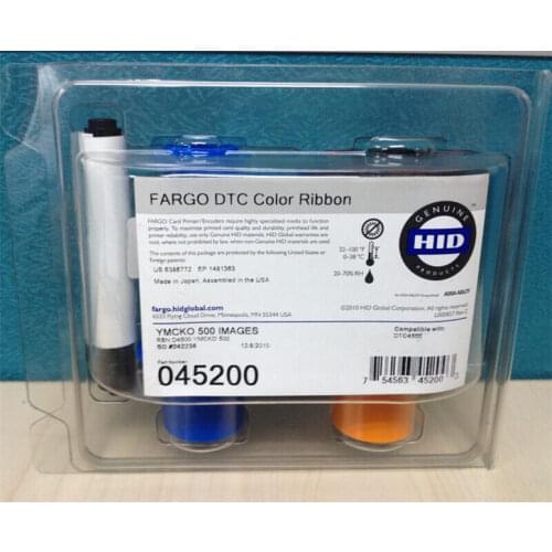Original 45200 YMCKO Color Ribbon For Fargo DTC4500 Card Printer 500 Prints 1 Roll