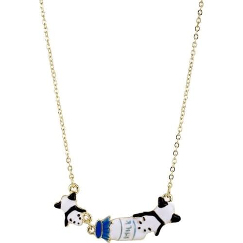 Lureme Lovely Two Little Pandas Compete for Milk Bottle Necklace for Women and Girls (nl005746)