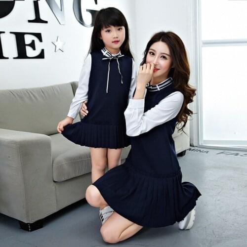 Mother Daughter Dresses Elegant England Gentleman Style Mom and Daughter Dress Family Matching Outfits Clothes Family Look Set