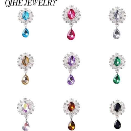 44*22mm 18 Colors Rhinestone Flat Buttons For Wedding Brooch Bouquet Wedding Invitation Card Embellished Cake Bouquet Decoration