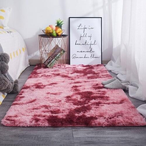 Nordic fluffy carpet rugs for bedroom/living room rectangle Large size plush anti-slip soft carpet white pink red 7 colors