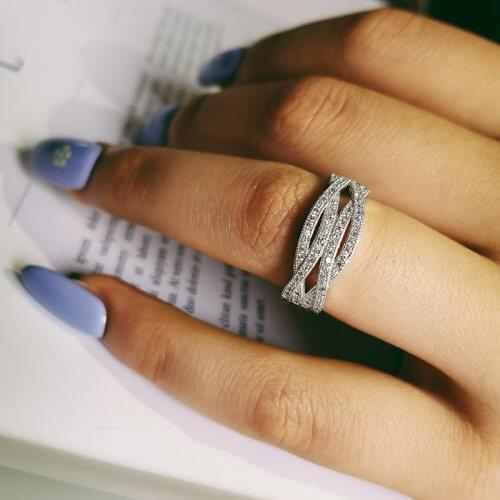 Solid Real Fashion 925 sterling silver wedding band eternity Rings For Women Trendy finger Ring jewelry sepcial unique R225