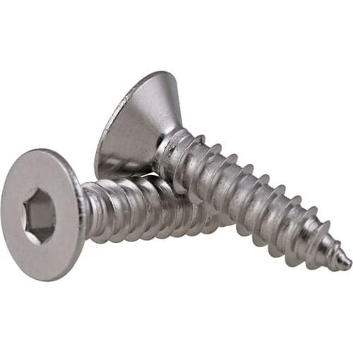 Wkooa Stainless Steel 304 Flat Head Hex Socket Self Tapping Wood Screws