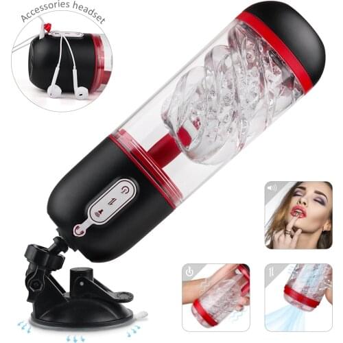 Sobbie Sex Toys For Men Vagina Masturbation Pussy Adult Game Vibration Suction Mode Transparent Design With Suction Cup Earphone