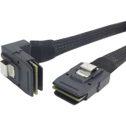 SFF-8087 to SFF-8087 Mini SAS 4i 36 Pin to 36Pin 90 Degree UP Angled Cable 100cm