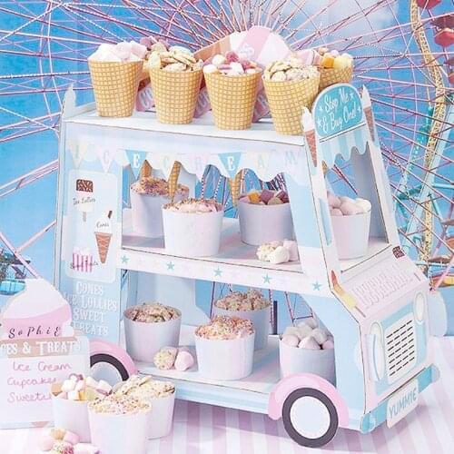 Ice Cream Van Stand Cars Display Stand Cupcakes Event & Party Disposable Birthday Decoration Cupcake Holder Sugarcrafts Display