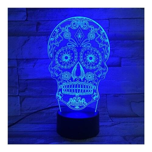 LED Skull Plug In Acrylic Nightlight Decorative 3D Night Light Halloween Party Kids Friends Gift Decor Smart Phone Color Control