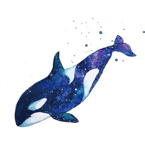 Three Ratels QC378 Painted whale wall stickers for bathroom Nursery decoration decals