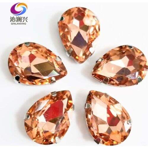 Water red color DR shape High quality AAAA Glass Crystal flatback sew on rhinestones with ,Diy Clothing accessories SWS07