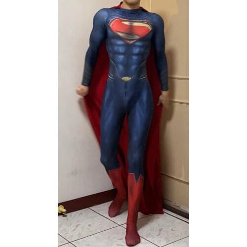 Adults Kids The Man of Steel Cosplay Costumes Boys Superhero Halloween Bodysuit Zentai Suit