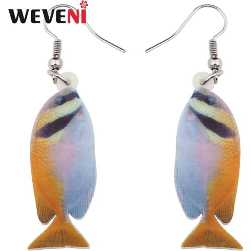 WEVENI Statement Acrylic Barred Spinefoot Fish Earrings Dangle Drop Big Cheap Ocean Sea Jewelry For Girl Women Ladies Wholesale