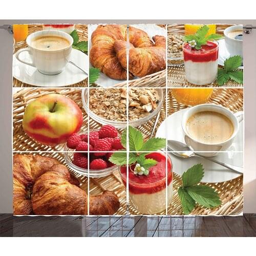 Coffee Food Fruit Window Curtains Home Decor Kitchen Draperies Curtains for Bedroom Living Room Curtain