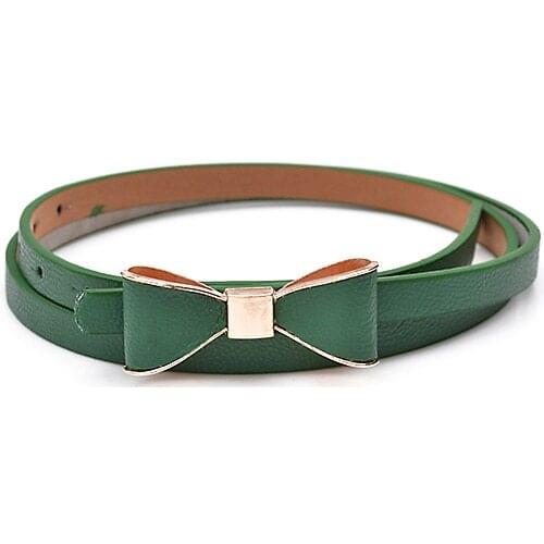 Womens Fashion Candy Color Bowknot Faux Leather Thin nny Waistband Belt Sash