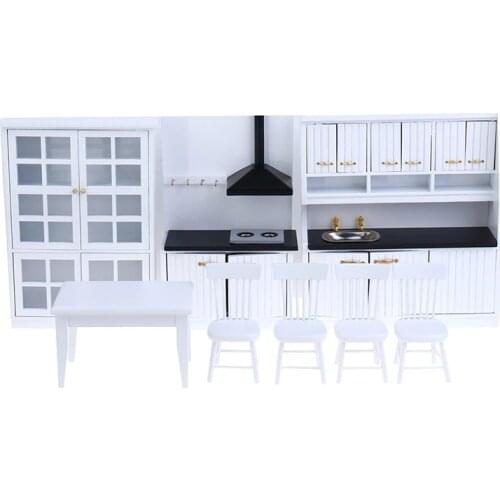 1:12 Dollhouse Miniature Furniture Life Scene Cabinet House Decoration Wooden Kitchen Set Accessories Pretend To Play Model Toys