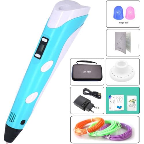 3D Pen RP100B 5V Power Supply With Case, Free Pattern Template,Copy Board,Finger Protection, Pen Stand, 3 Color Filament 1.75mm