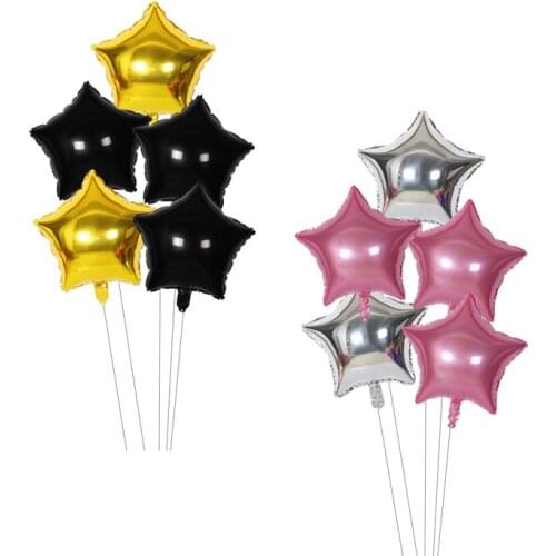 5Pcs 18inch Gold Silver Pink Foil Star Balloon Wedding Balloon Baby Shower Kids Birthday Party Decoration Balloons Globos