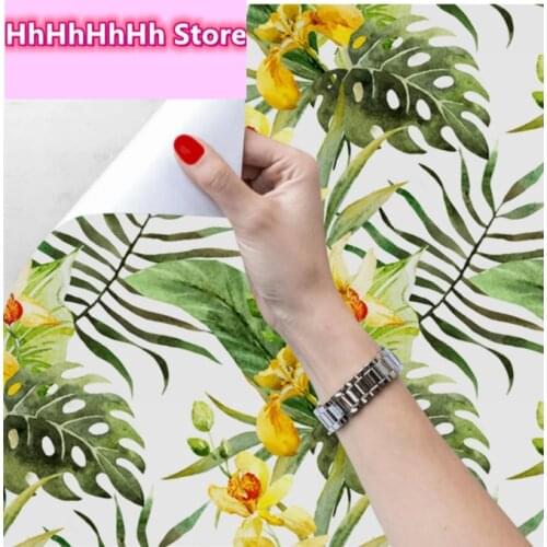 Palm Banana Leaf White/Greeb/Yellow Removable Waterproof Paper For Home Forest Peel And Stick Floral Wallpaper Boho Decorations