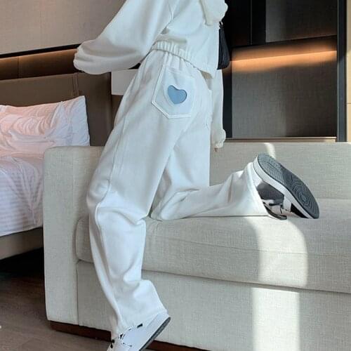 Harajuku white Pants Women Trousers 2021 Fashion Casual hip hop Streetwear High Waist Harem Pants Autumn drawstring sweatpants