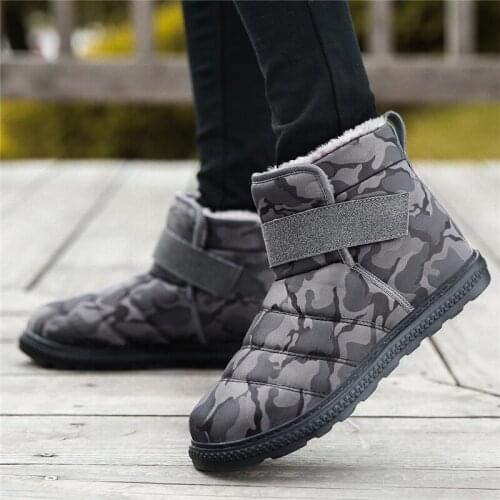BomKinta Winter Keep Warm Plus Fur Cotton Boots Men Outdoor Casual Unisex Comfortable High Top Waterproof Men Shoes Big Size 47