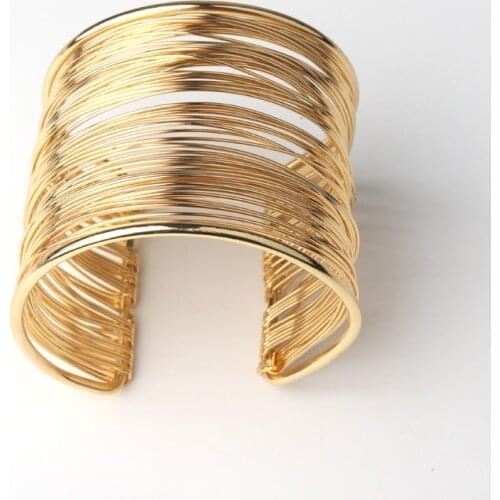 1PC Ethnic Indian Gold Color Open Cuff Bracelets Bangle For Womens Men Vintage Multilayer Hollow Out Bracelet Hand Jewelry B5
