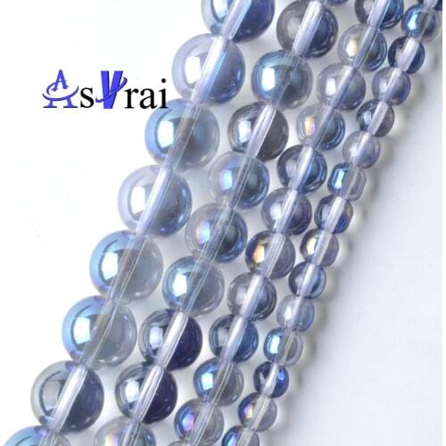 6 8 10 12mm Blue Cracked Crystal Glass Round Loose Spacer Beads For Jewelry Making Natural Stone Beads DIY Bracelet Necklace 15"