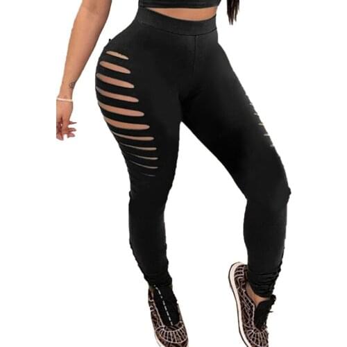 Black Skinny Pants for Women Cut Out Sexy Pants Ladies Femlae Femme Sweatpants Sweat Pants Women Clubwear Trousers Club Outfits