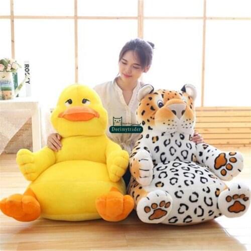 Dorimytrader Lovely Cartoon Duck Tiger Plush Kids Chair Cushion Soft Stuffed Anime Mini Sofa Animal Doll Toy Baby Gift 60cmX60cm