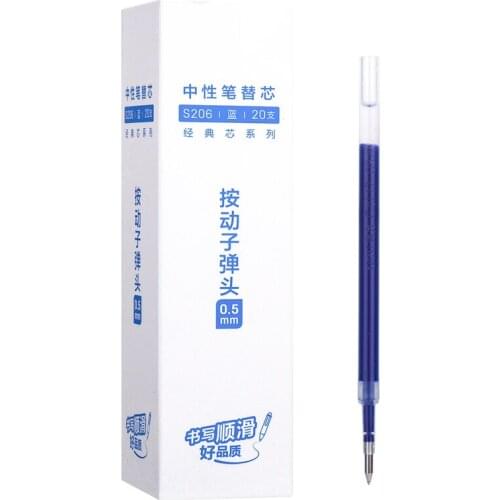 0.5mm Press bullet point gel pen, writing smoothly and good quality 20 pcs/set of refill ink blue student office school