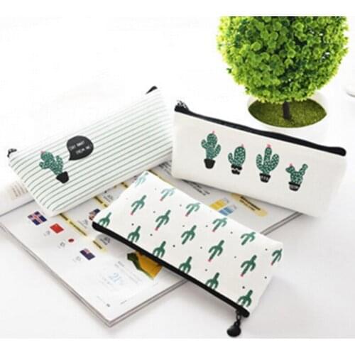 Storage Makeup Bag Brushes For Storing Pencils New Creative Canvas Cosmetic Zipper Cartoon Casual Small Cactus Bag