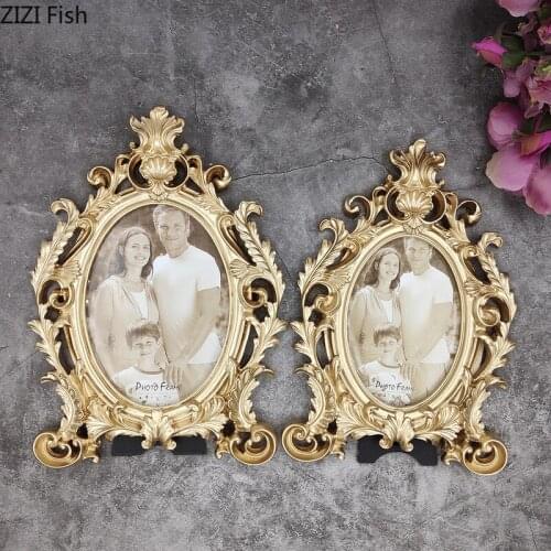 Classical Palace Golden Resin Photo Frame Creative Bedside Table Living Room Desktop Desktop Decoration Storage Box Photo Frame