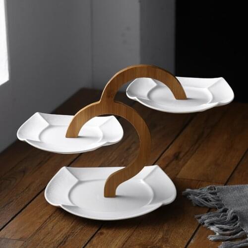 Creative Ceramic Cake Tree Plate Rack Decorative Porcelain Three Tiers Fruit Serving Plate Candy Tableware Dessert Afternoon Tea